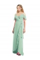 Trumpet V-Neck Soft Chiffon Long Mint Green High Low Bridesmaid Dress Barrie