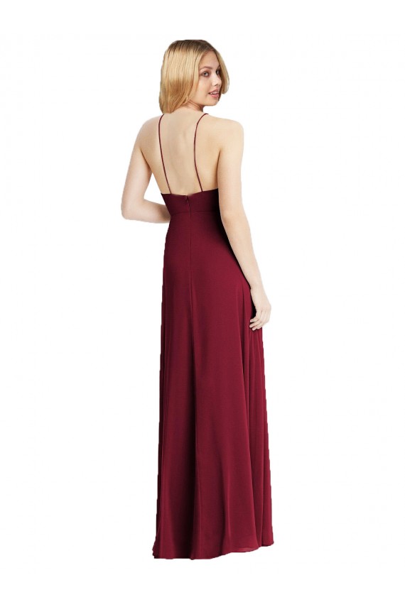 A-Line High Neck Soft Chiffon Long Dark Green Semi Formal Evening Dress / Bridesmaid Dress Barrie