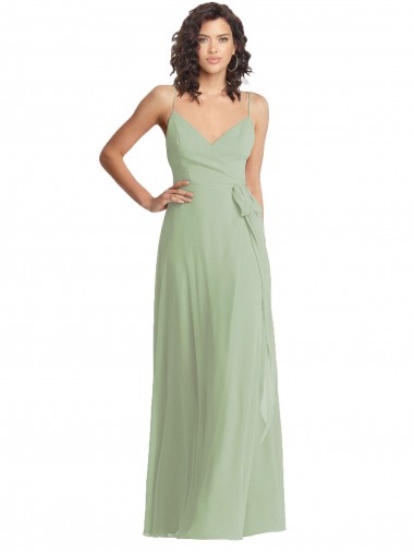 Trumpet V-Neck Soft Chiffon Long Smoke Green Formal Evening Gown / Bridesmaid Dress Barrie