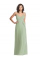 Trumpet V-Neck Soft Chiffon Long Smoke Green Formal Evening Gown / Bridesmaid Dress Barrie