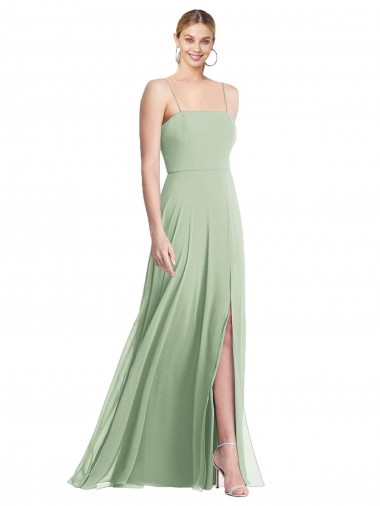 Trumpet Square Neck Soft Chiffon Long Sage Formal Evening Gown / Bridesmaid Dress Barrie
