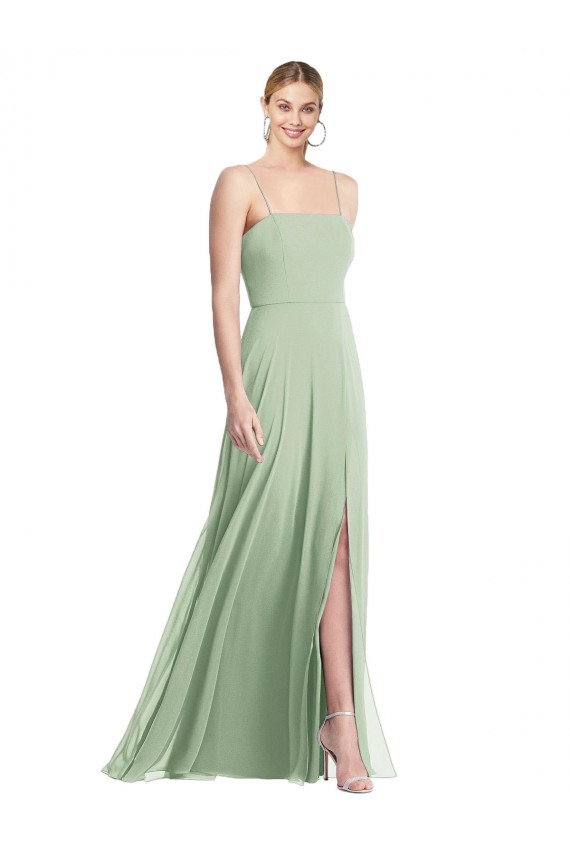 Trumpet Square Neck Soft Chiffon Long Sage Formal Evening Gown / Bridesmaid Dress Barrie