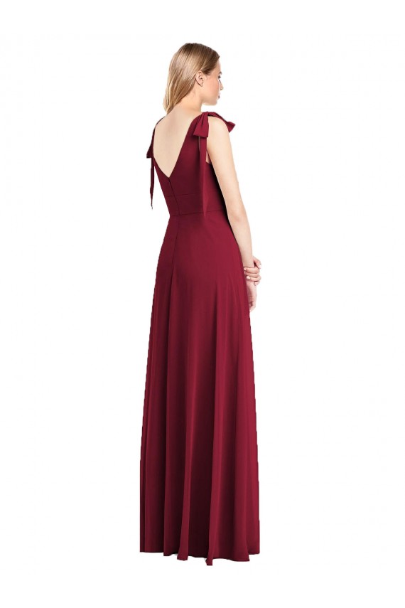 Trumpet V-Neck Soft Chiffon Long Coral Bridesmaid Dress Barrie