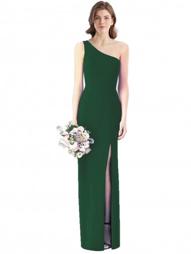 Trumpet One Shoulder Soft Chiffon Long Dark Green Bridesmaid Dress Barrie