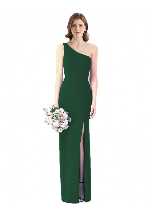 Trumpet One Shoulder Soft Chiffon Long Dark Green Bridesmaid Dress Barrie