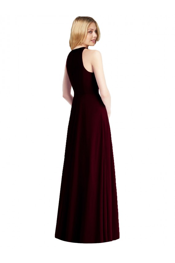 Trumpet Halter Neck Soft Chiffon Long Light Sky Blue Semi Formal Evening Dress / Bridesmaid Dress Barrie