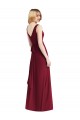 A-Line V-Neck Chiffon Long Floor Length Burgundy Bridesmaid Dress Barrie