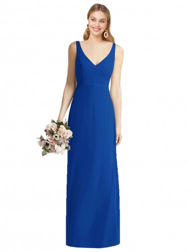 Mermaid Strapless Soft Chiffon Long Royal Blue Bridesmaid Dress Barrie