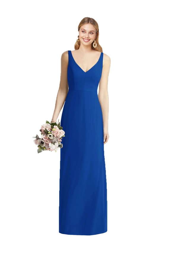 Mermaid Strapless Soft Chiffon Long Royal Blue Bridesmaid Dress Barrie