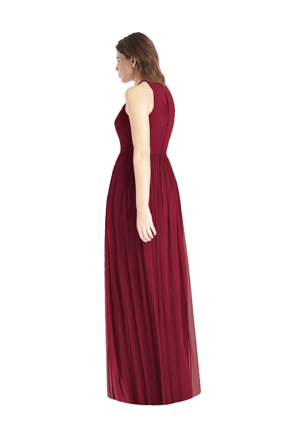 A-Line Halter Neck Soft Chiffon Long Lilac Bridesmaid Dress Barrie