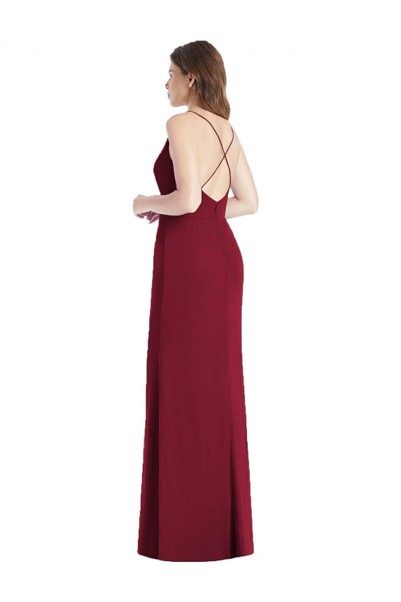 Mermaid V-Neck Soft Chiffon Long Hunter Bridesmaid Dress Barrie