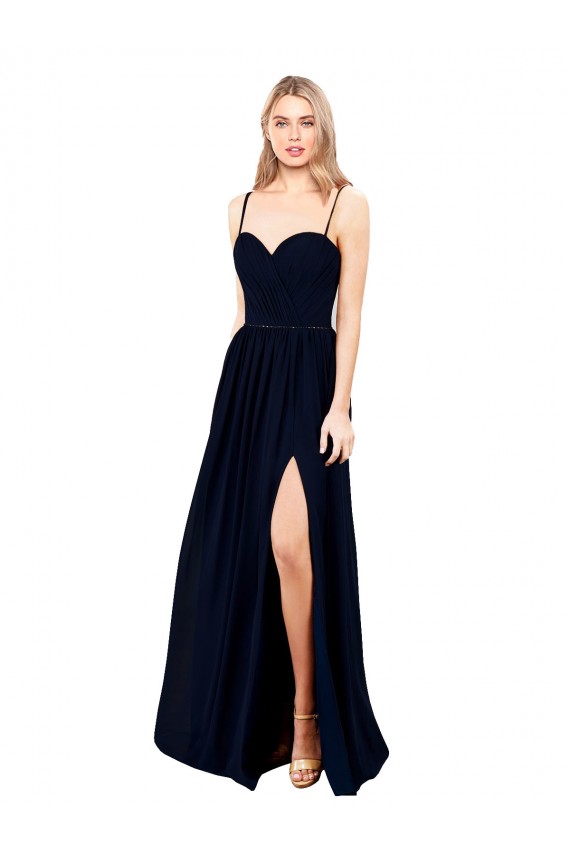 A-Line Sweetheart Soft Chiffon Long Dark Navy Formal Evening Gown / Bridesmaid Dress Barrie