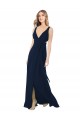 A-Line V-Neck Chiffon Long Dark Navy Bridesmaid Dress / Evening Dress Barrie