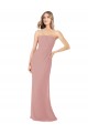 Sheath Strapless Soft Chiffon Long Dusty Pink Bridesmaid Dress Barrie