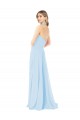 A-Line High Neck Chiffon Long Light Sky Blue Bridesmaid Dress / Evening Gowns Barrie