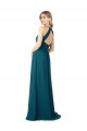A-Line High Neck Soft Chiffon Long Windsor Blue Bridesmaid Dress Barrie