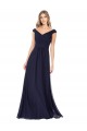 A-Line Off the Shoulder Soft Chiffon Long Dark Navy Evening Dress / Bridesmaid Dress Barrie