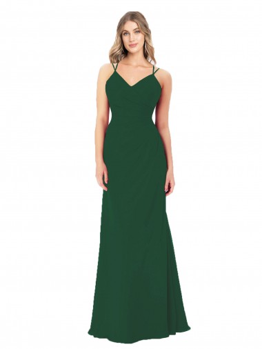 A-Line Sweetheart Soft Chiffon Long Dark Green Bridesmaid Dress Barrie