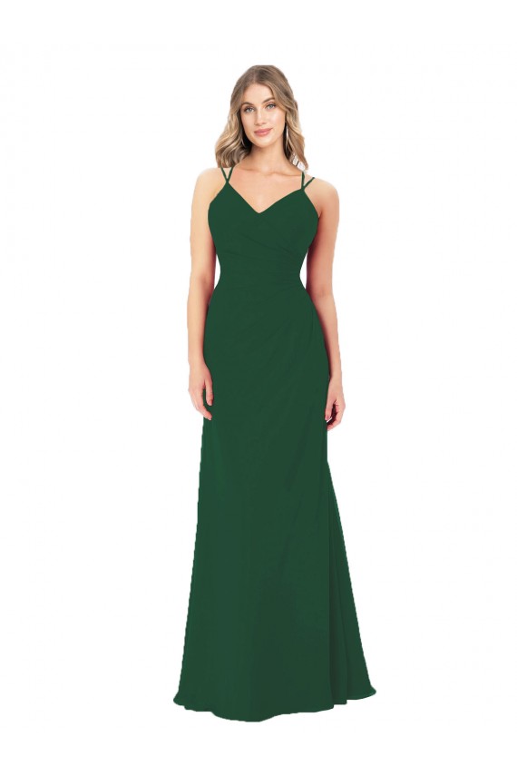 A-Line Sweetheart Soft Chiffon Long Dark Green Bridesmaid Dress Barrie