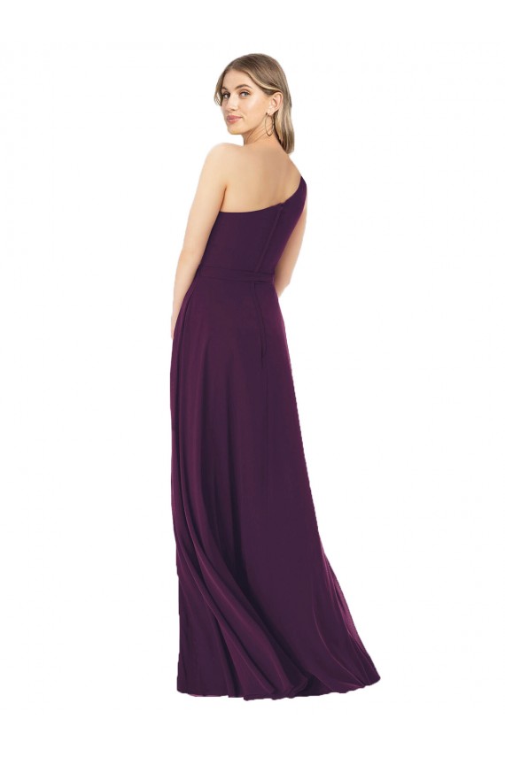 A-Line One Shoulder Soft Chiffon Long Grape Formal Dress / Bridesmaid Dress Barrie