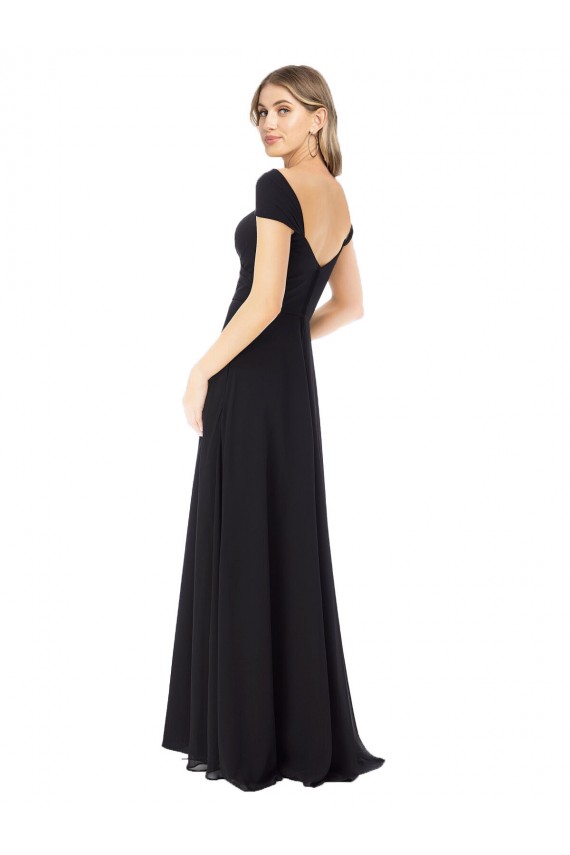 A-Line Sweetheart Soft Chiffon Long Black Bridesmaid Dress Barrie