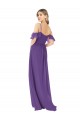 A-Line High Neck Soft Chiffon Long Plum Purple Bridesmaid Dress Barrie