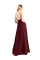 A-Line V-Neck Chiffon Long Floor Length Burgundy Gold Bridesmaid Dress Barrie