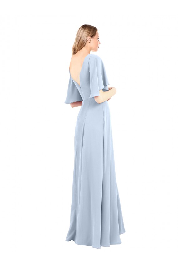 A-Line V-Neck Chiffon Long Light Sky Blue Bridesmaid Dress / Evening Dress Barrie