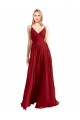 A-Line V-Neck Luxe Chiffon Long Red Bridesmaid Dress Barrie