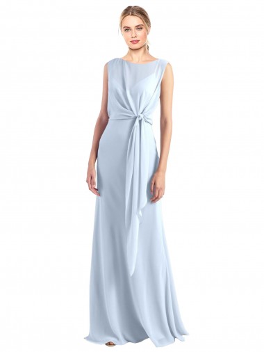 A-Line V-Neck Chiffon Long Light Sky Blue Bridesmaid Dress / Evening Gowns Barrie