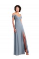 A-Line V-Neck Chiffon Long Dusty Blue Formal Dress / Bridesmaid Dress Barrie