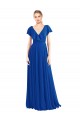 A-Line V-Neck Soft Chiffon Long Royal Blue Bridesmaid Dress Barrie