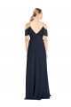 A-Line V-Neck Lxue Chiffon Long Dark Navy Bridesmaid Dress Barrie
