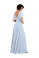 A-Line V-Neck Soft Chiffon Long Light Sky Blue Bridesmaid Dresses Barrie