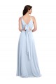 A-Line V-Neck Soft Chiffon Long Light Sky Blue Evening Dress / Bridesmaid Dress Barrie