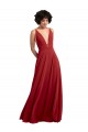 A-Line V-Neck Lxue Chiffon Long Red Bridesmaid Dress Barrie