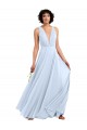 A-Line V-Neck Soft Chiffon Long Light Sky Blue Bridesmaid Dress Barrie