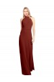 A-Line High Neck Soft Chiffon Long Burgundy Prom Dress / Bridesmaid Dress Barrie