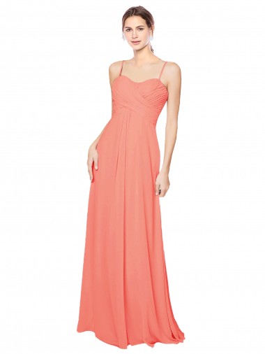 A-Line Sweetheart Soft Chiffon Long Coral Bridesmaid Dress Barrie