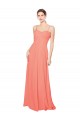 A-Line Sweetheart Soft Chiffon Long Coral Bridesmaid Dress Barrie