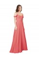 A-Line Off the Shoulder Soft Chiffon Long Desert Rose Bridesmaid Dress Barrie