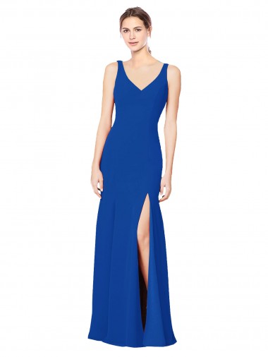 Sheath Sweetheart Chiffon Long Royal Blue Bridesmaid Dress / Evening Dress Barrie