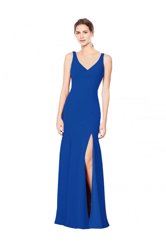 Sheath Sweetheart Chiffon Long Royal Blue Bridesmaid Dress / Evening Dress Barrie