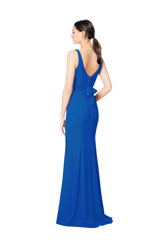 Sheath Sweetheart Chiffon Long Royal Blue Bridesmaid Dress / Evening Dress Barrie