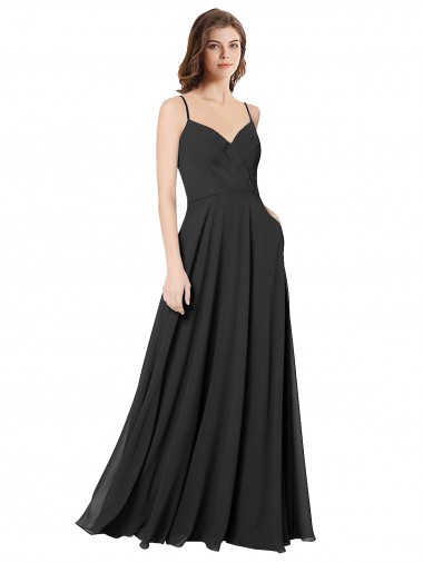 A-Line Sweetheart Soft Chiffon Long Black Formal Dress / Bridesmaid Dress Barrie