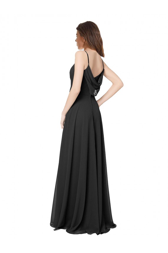A-Line Sweetheart Soft Chiffon Long Black Formal Dress / Bridesmaid Dress Barrie