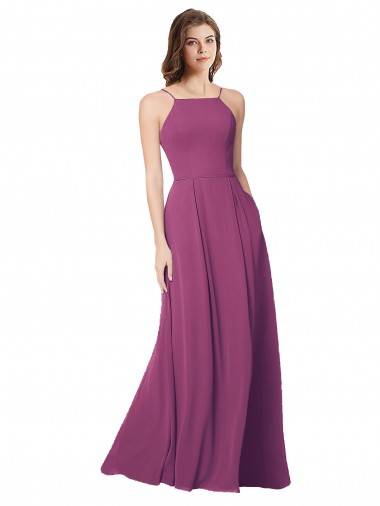 A-Line Strapless Soft Chiffon Long Wild Berry Bridesmaid Dress Barrie