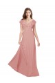 A-Line V-Neck Chiffon Long Bliss Pink Bridesmaid Dress / Evening Dress Barrie