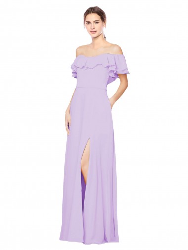 A-Line Strapless Soft Chiffon Long Lilac Bridesmaid Dress Barrie