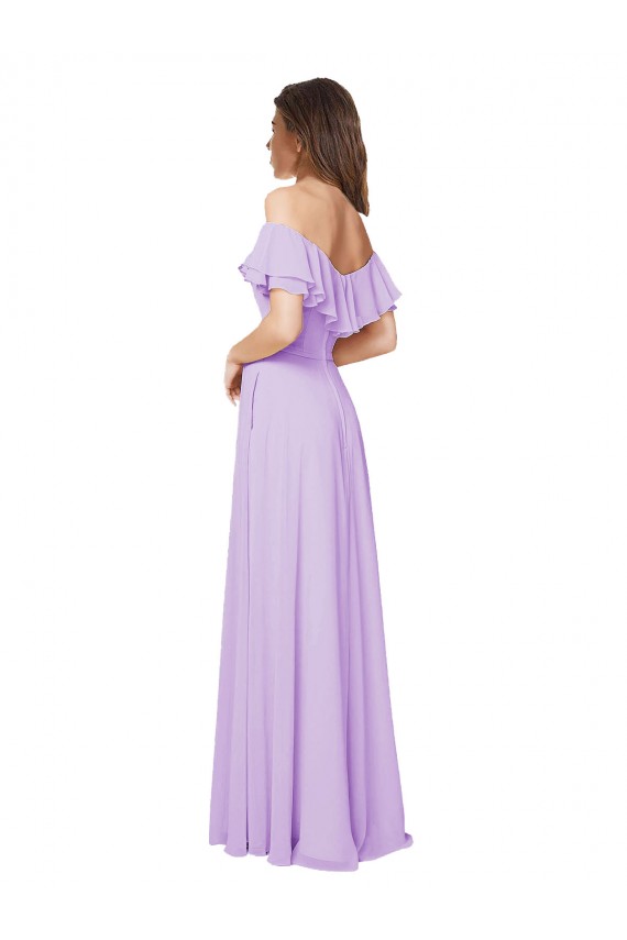A-Line Strapless Soft Chiffon Long Lilac Bridesmaid Dress Barrie